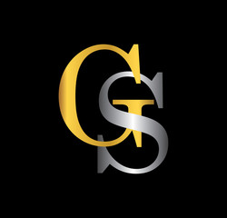 GS initial letter with gold and silver