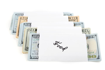 Rolls of money for needs isolated on white background