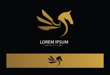 Gold Pegasus Logo Vector