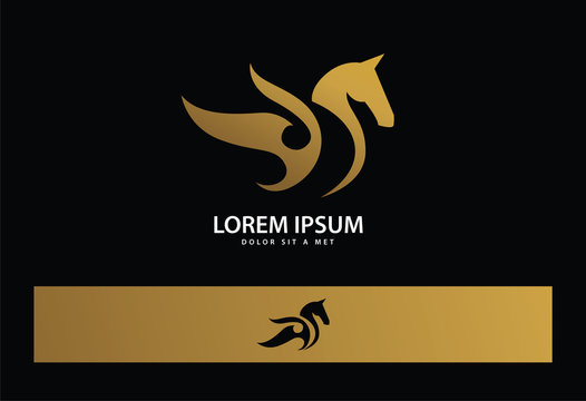 Gold Pegasus Logo Vector