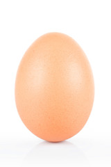 Brown chicken egg  isolated on white.