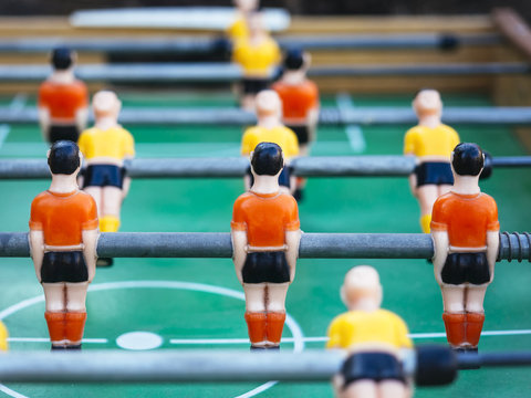 Table football Soccer game with Red and yellow players Team