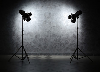 Lighting equipment on grey wall