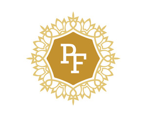 PF initial royal letter logo