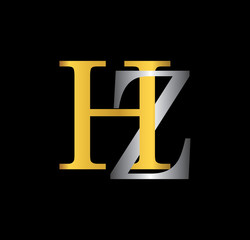 HZ initial letter with gold and silver