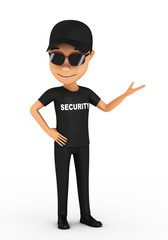3d man guard on a white background