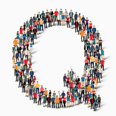 group  people  shape letter Q vector