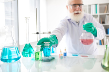 Working in chemical laboratory