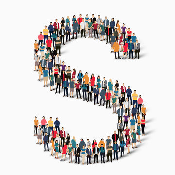group  people  shape letter S vector