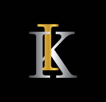 IK initial letter with gold and silver