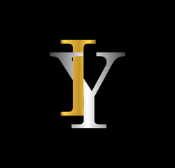 IY initial letter with gold and silver