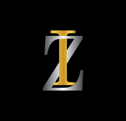 IZ initial letter with gold and silver