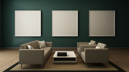 modern living room interior frame on wall
