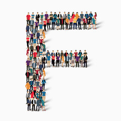 group  people  shape letter F 