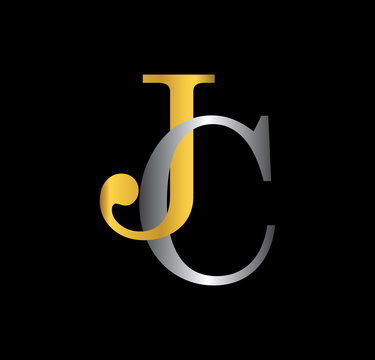 JC initial letter with gold and silver