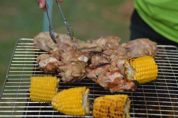 Grilled Chicken and corn, as Thai food style