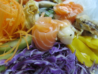 "Yusheng", "yee sang" or "yuu sahng" is a special raw fish salad dish in Chinese New Year
