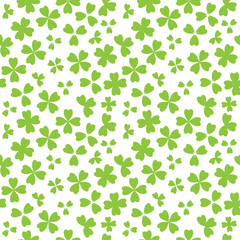 Irish shamrock leaves white background seamless