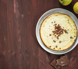 Cheesecake with chocolate, top view