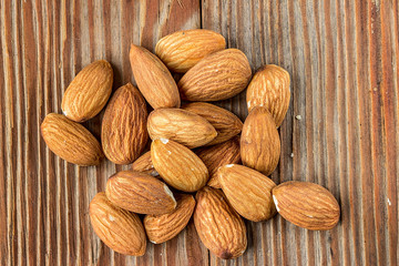 almonds on a wooden background