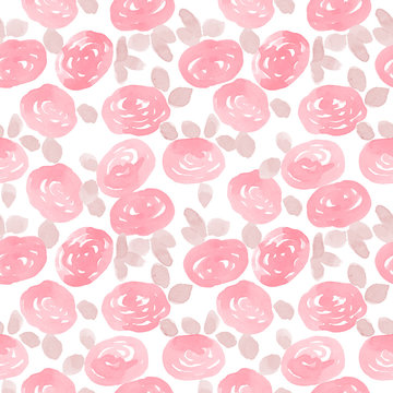 watercolor roses seamless vector pattern