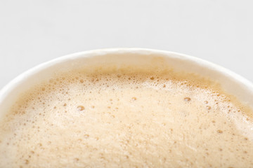 paper cup mix latte coffee, Close up, white background
