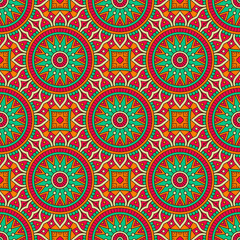 Fototapeta premium Ethnic floral seamless pattern