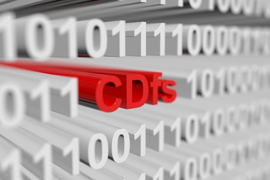 CDfs is presented in the form of a binary code with blurred background