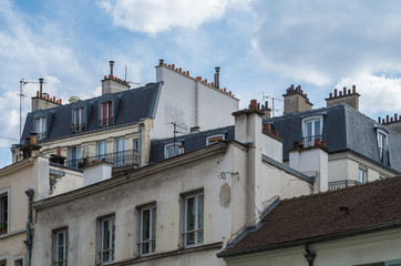 Fototapeta na wymiar Paris France 2014 April 21, Details on the historic buildings and roadways around Paris