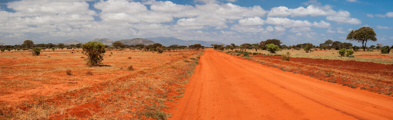 Red road in Tsavo East National Park, Kenya
