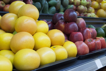 fruits and vegetables in a shop window