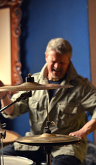 musician happy playing drums