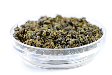 closeup of Chinese Ginseng Oolong Tea isolated on white backgrou