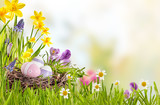 Fresh spring background with Easter Eggs