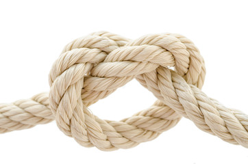 Rope knot on white background.