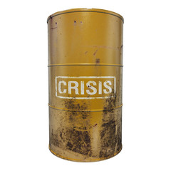 Old rusty yellow oil barrell, with isolated background.