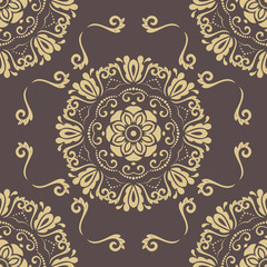 Oriental vector classic golden ornament. Seamless abstract background