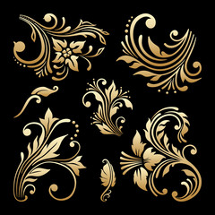 Vector set of vintage decorative elements.