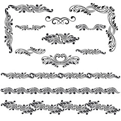 Vector set of borders, decorative elements.