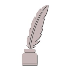 Feather with ink sign icon