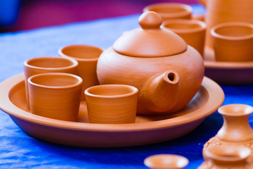 Cup of tea sets made from pottery.