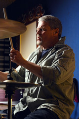 musician happy playing drums