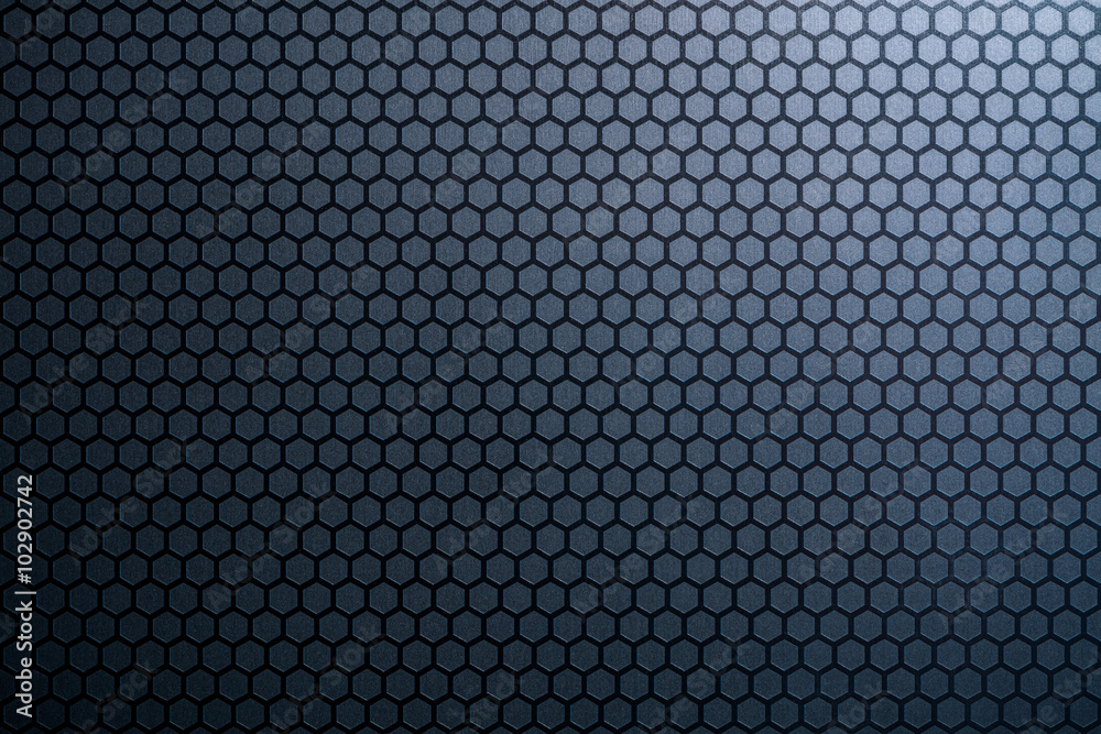 Wall mural Blue honeycomb metal background