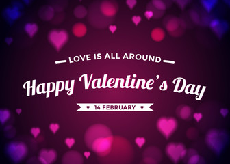 Abstract Background valentine's Day with hearts bokeh. Vector illustration.
