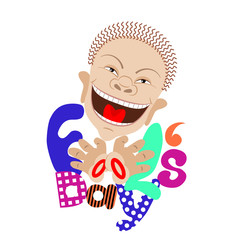 Fool's Day text and funny man isolated on background./  Illustration Celebrating April Fools' Day.
