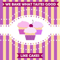 bakery ad with cupcakes in lilac colors