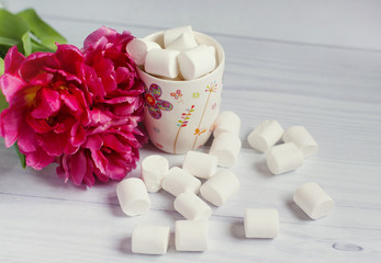 marshmallow and cup coffee