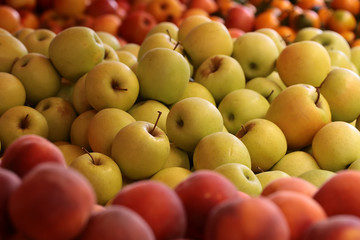 Fresh apples and peaches