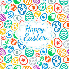 Happy Easter greeting card background color of the eggs seamless pattern