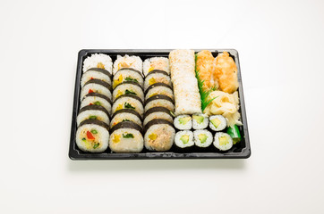 sushi takeaway on a white background